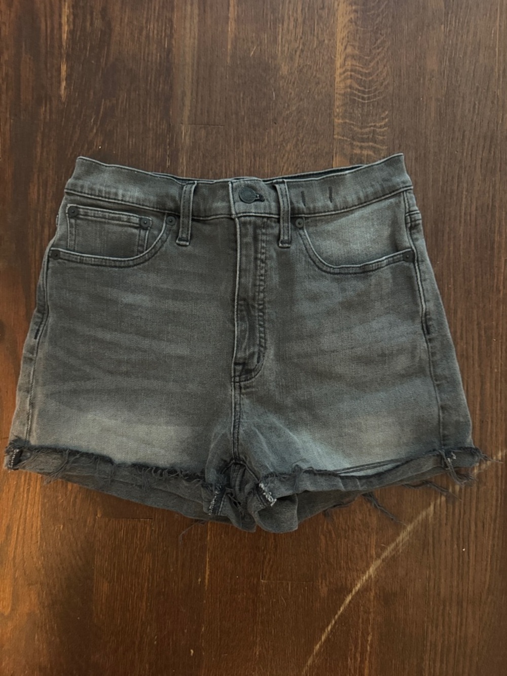 Madewell Black Washed High-Rise Denim Shorts